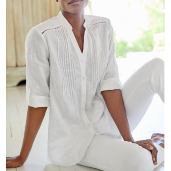 J. McLaughlin Riviera Linen Blend White Blouse XS - Picture 12 of 12
